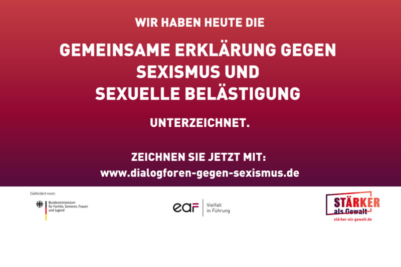 Erklärung gegen Sexismus und sexuelle Belästigung unterzeichnet